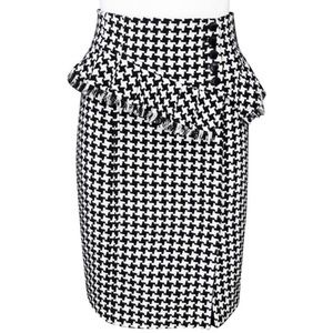 Nanette Lepore | Houndstooth High Waist Wool Skirt